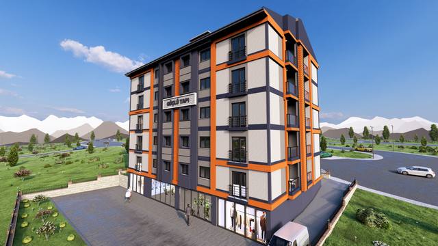 Güçlü Konakları dış cephe render görseli 3 – Bayburt Şingah Mahallesi